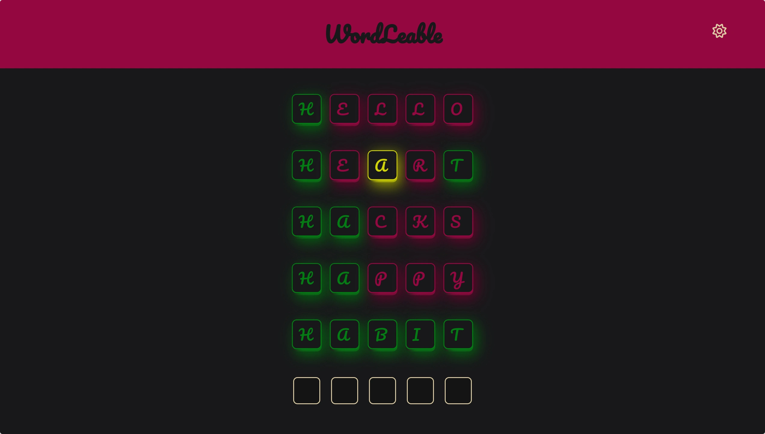 Screenshot of Wordleable website project